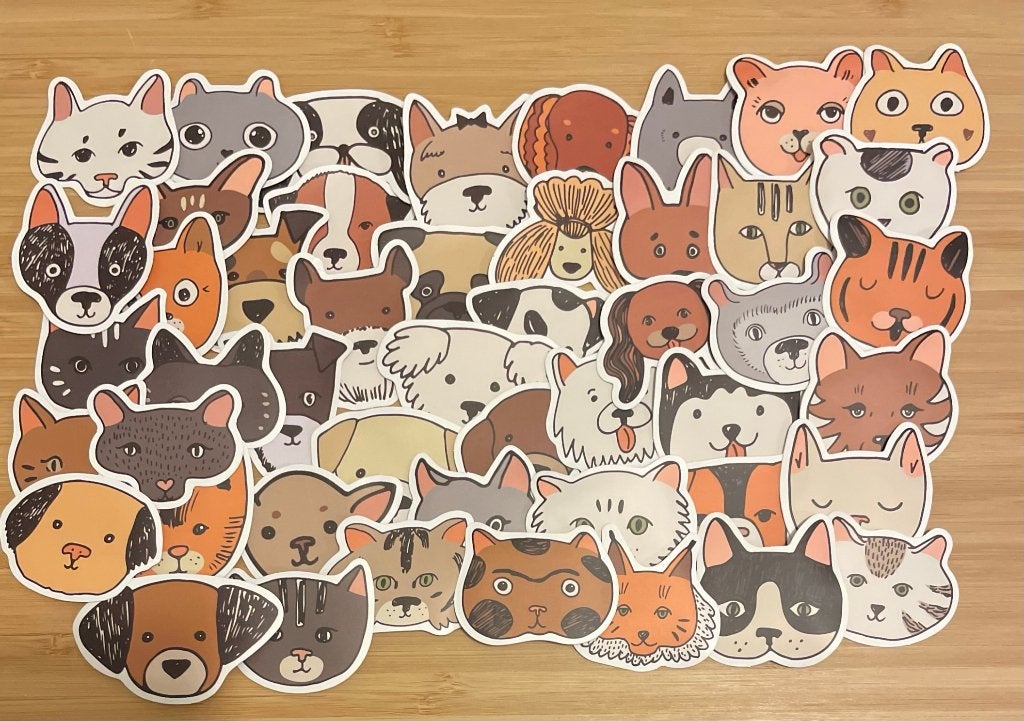 Hoofdjes van katten en honden stickers, Verzenden, Nieuw, Meerdere stickers
