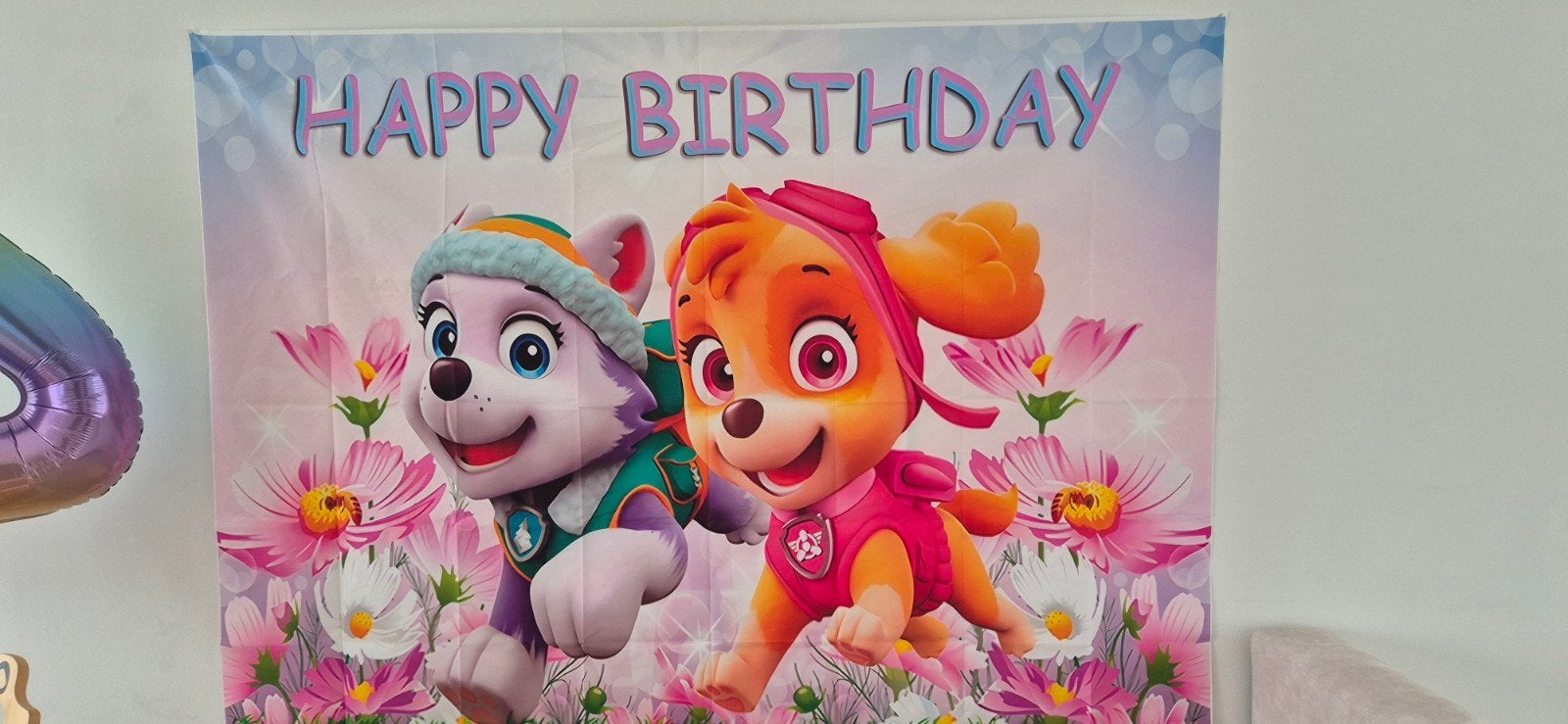 Paw Patrol Skye & Everest Verjaardagsbanner 150x210, Ophalen, Gebruikt, Versiering, Verjaardag