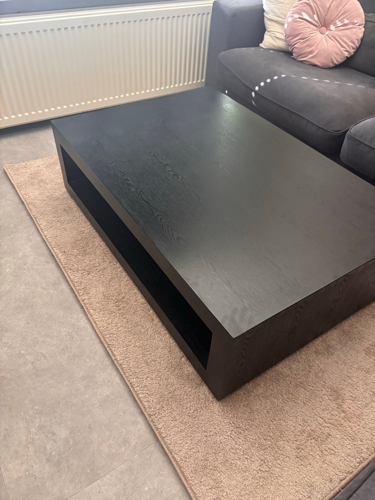 Zwarte salontafel met lichte beschadigingen, Ophalen, Gebruikt, 100 tot 150 cm, 50 tot 100 cm