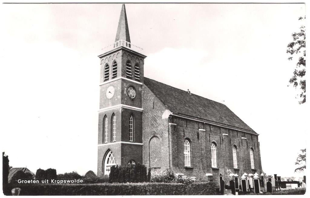 Kropswolde (Gr.) Groeten uit Kropswolde kerk, Ophalen of Verzenden, 1960 tot 1980, Ongelopen, Groningen