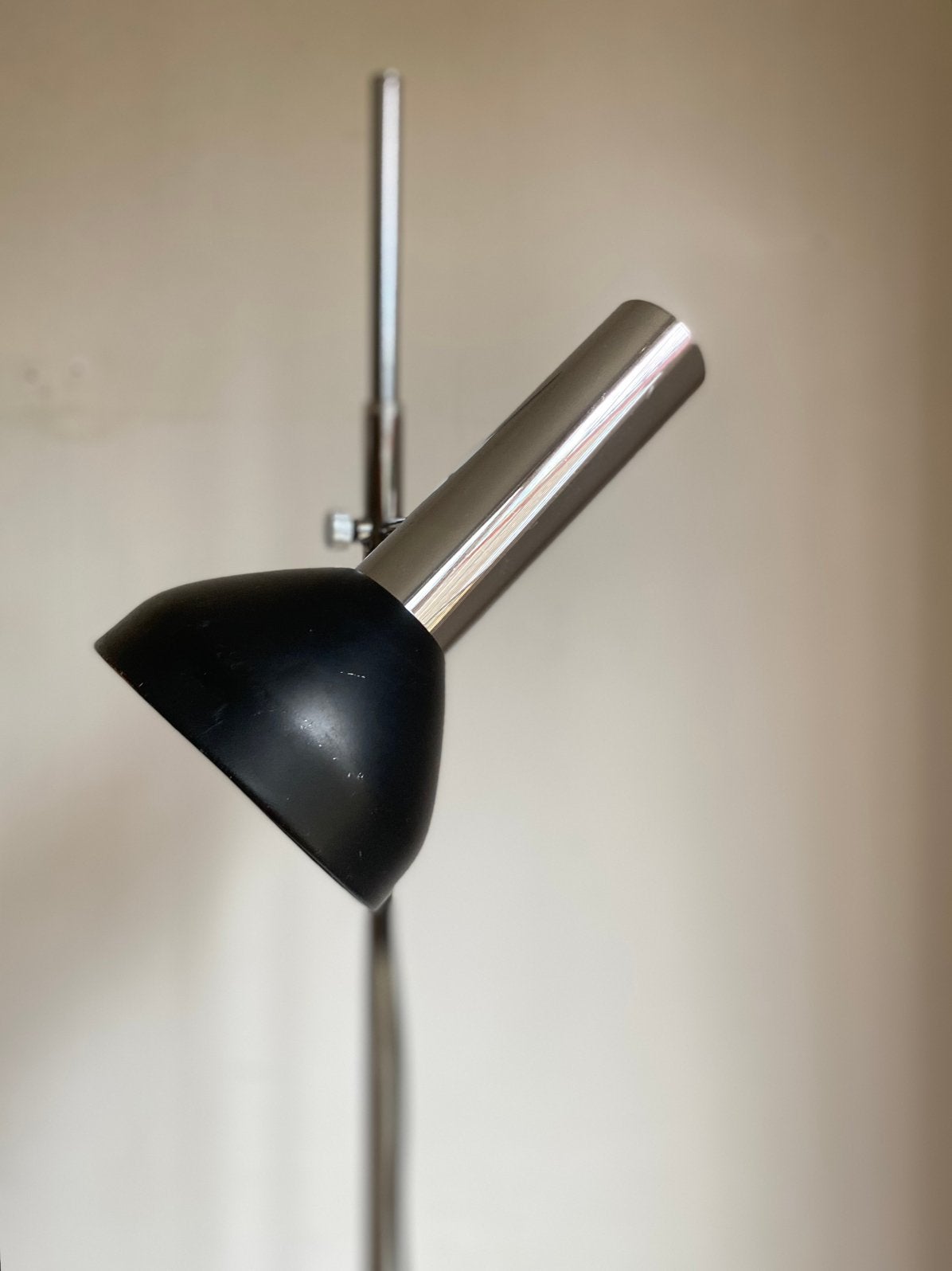 Vintage vloerlamp/spot chroom/zwart GEPO nederlands design, Gebruikt, Overige materialen, Nvt, 150 tot 200 cm