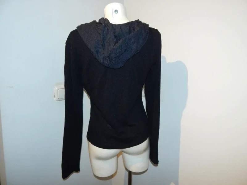 Annette Gortz zwart vest capuchon kreukel stof glinster M, Maat 38/40 (M), Verzenden, Zwart, Annette Görtz