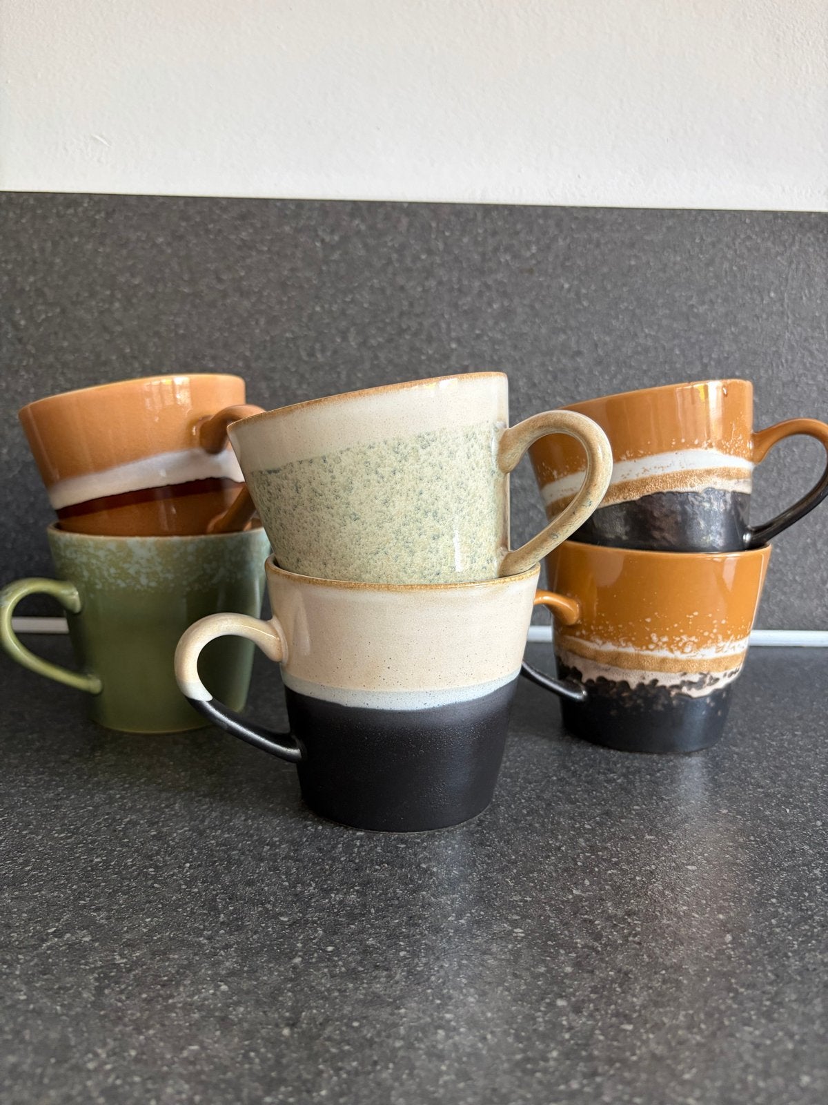 HK living cappuccinomokken set met oor, Overige merken, Keramiek, Zo goed als nieuw, Overige stijlen