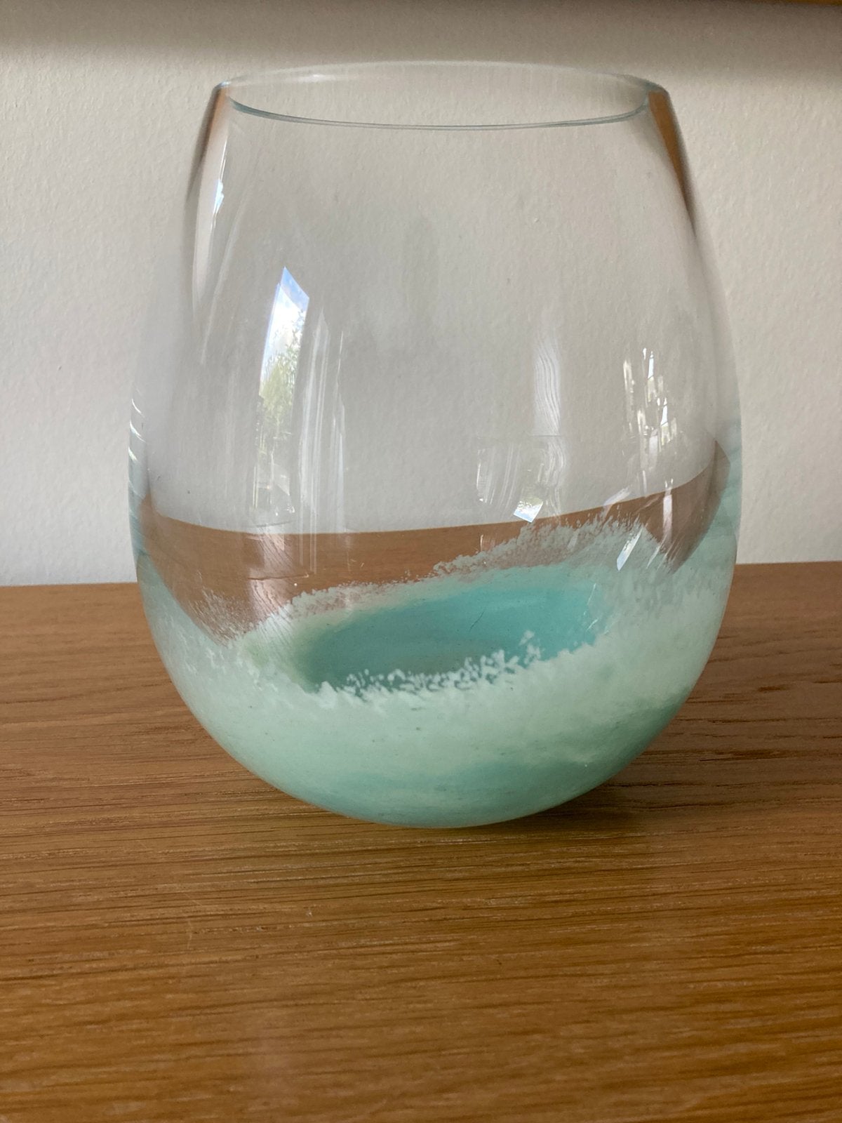 Vaas helder glas met groen., Ophalen of Verzenden, Zo goed als nieuw, Groen, Glas