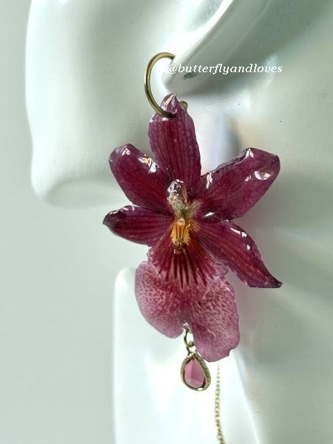 Uniek Echte Cambria Orchidee Sieradenset oorbellen + ketting, Ophalen, Nieuw, Overige materialen, Hangers