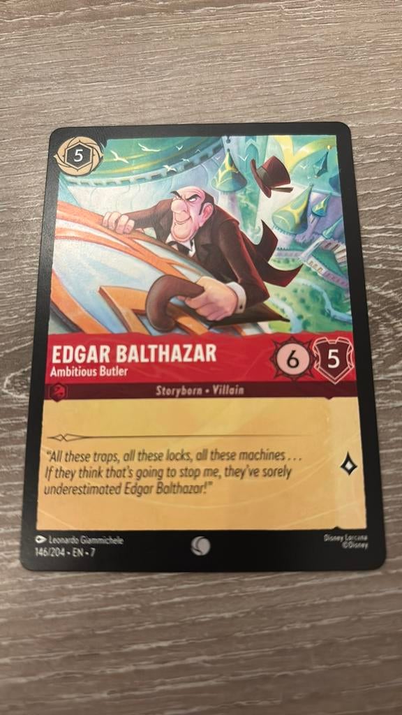 Disney Lorcana Edgar Balthazar butler 146-204 7ARI nonfoil, Ophalen of Verzenden, Zo goed als nieuw, Losse kaart