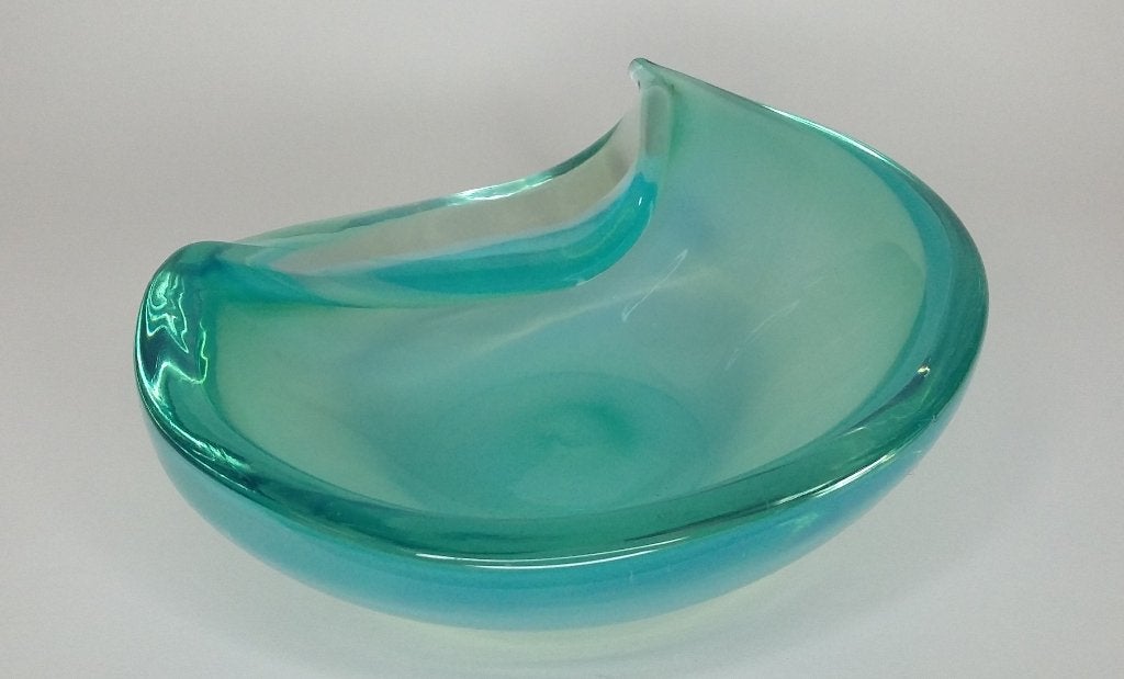 Omstreeks 1960 Glazen Azuurblauwe Sierschaal Murano Glas, Antiek en Kunst, Ophalen of Verzenden