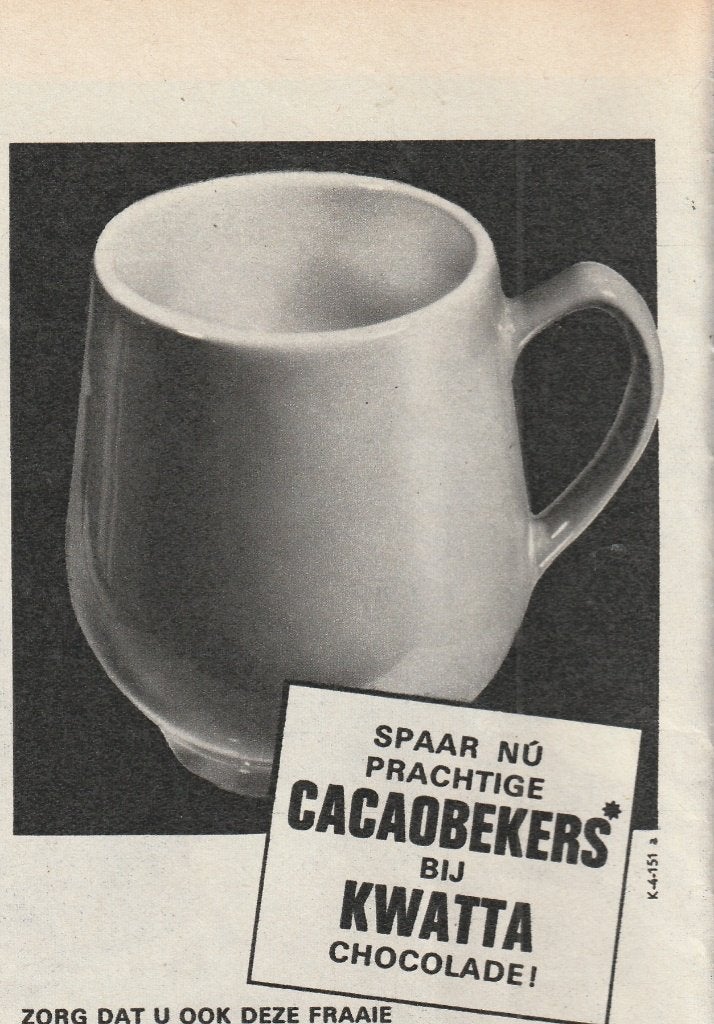 Retro reclame 1964 Kwatta chocolade met cacao bekers, Verzenden, Overige typen
