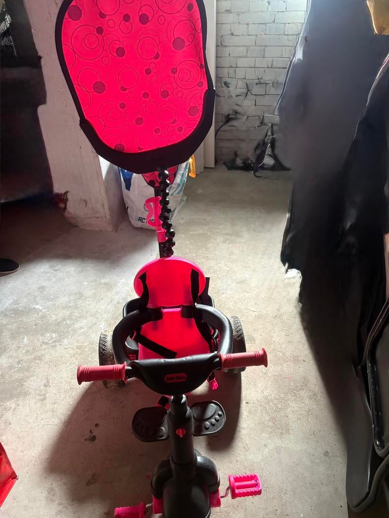 Driewieler roze met duwstang, Fietsen en Brommers, Ophalen, Gebruikt, Duwstang