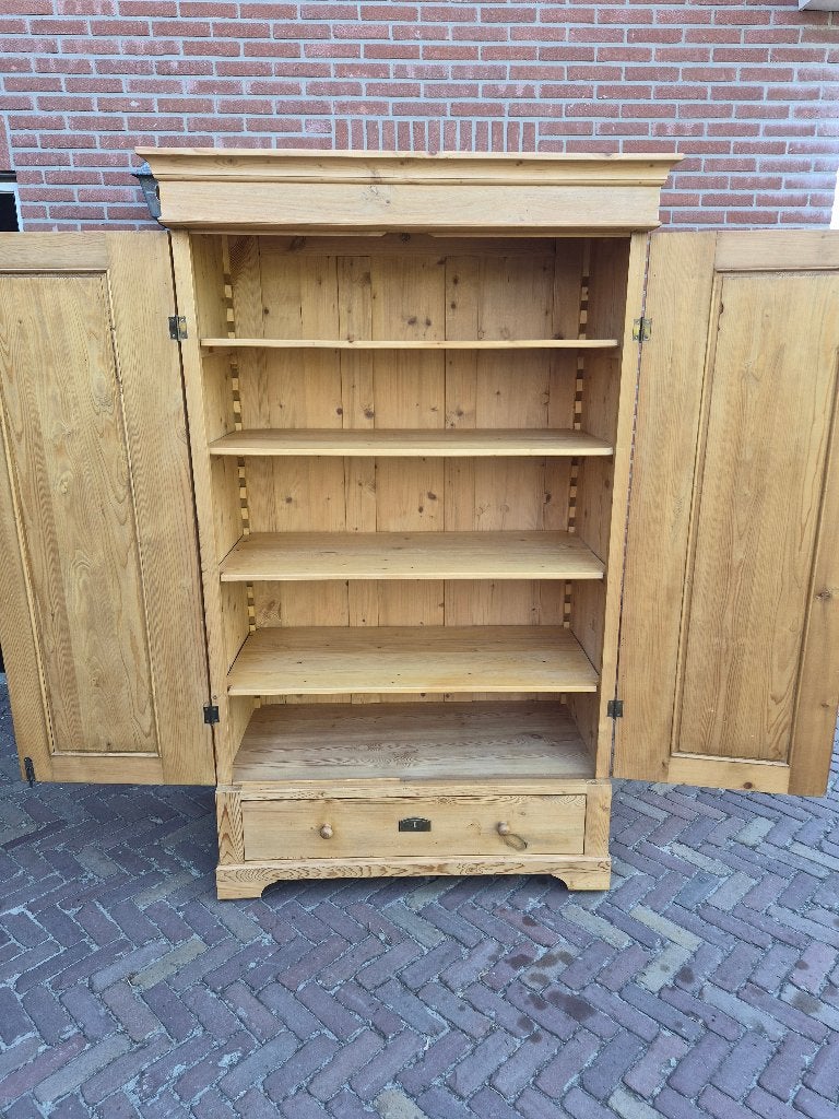Prachtige Antieke Grenen Kast met Lade en Planken, Antiek en Kunst, Ophalen