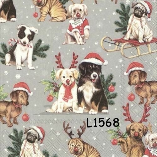 Servetten decoupage/bullet journal * kerst honden L1568, Hobby en Vrije tijd, Ophalen of Verzenden, Nieuw