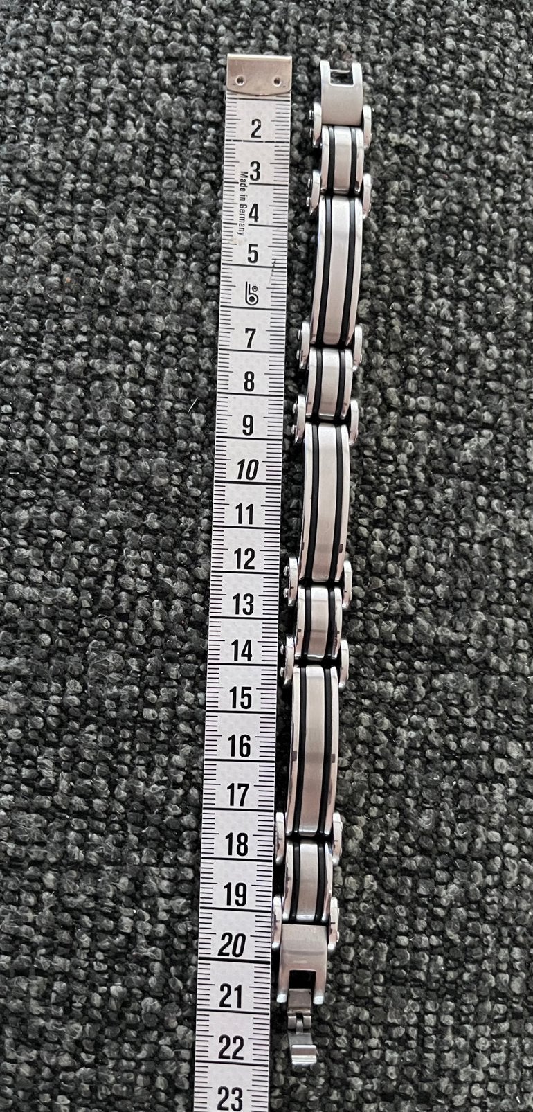 Stainless steel herenarmband met zwarte accenten, Ophalen, Zo goed als nieuw, Staal, Overige merken