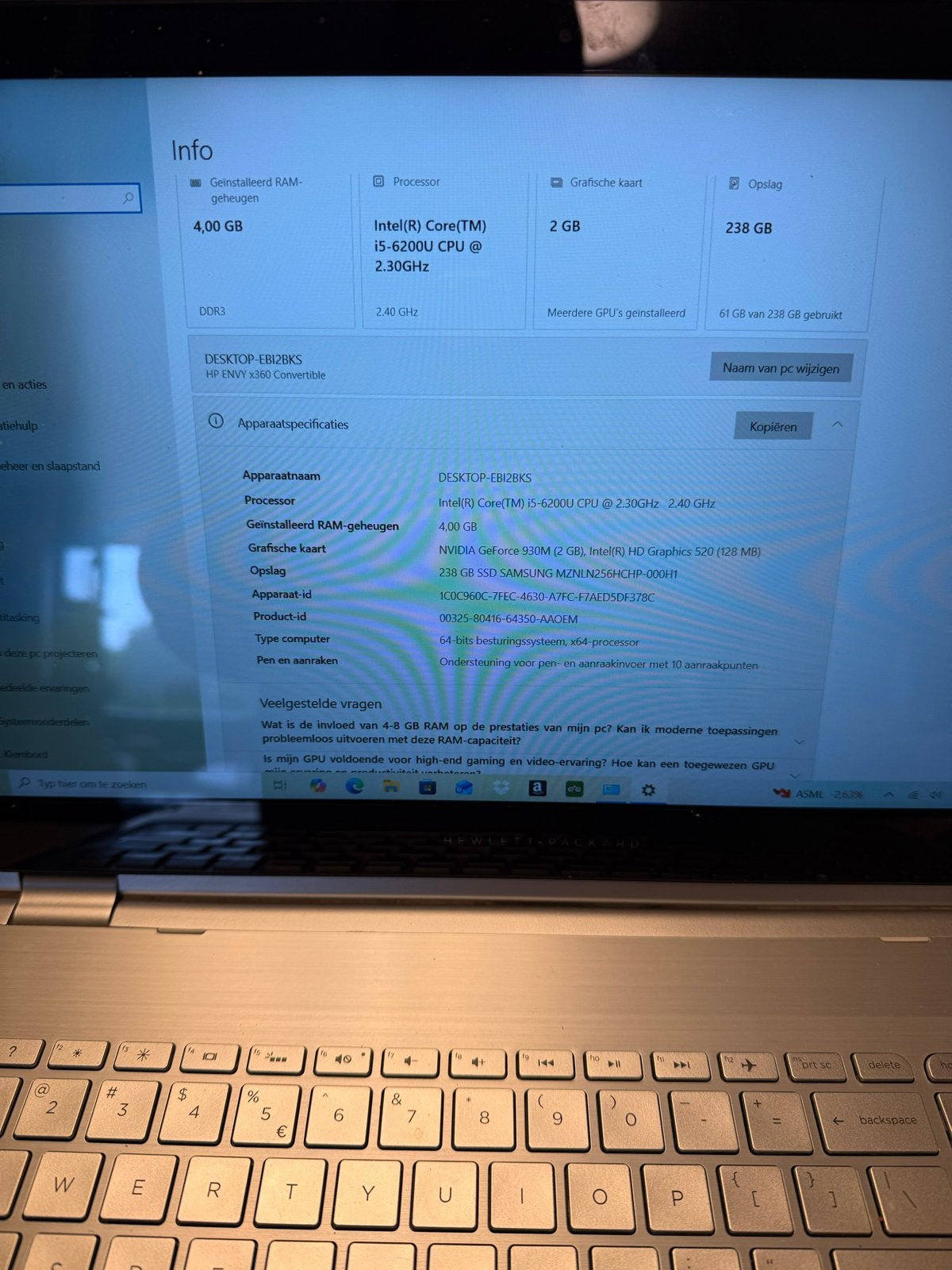 HP ENVY x360 Convertible i5-6200U 4GB RAM 238GB SSD, Gebruikt, Met videokaart, 2 tot 3 Ghz, Verzenden