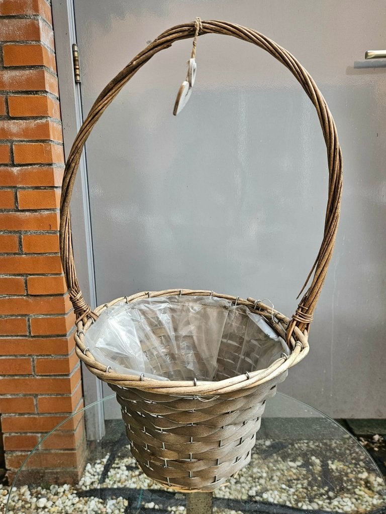 Wilgenhouten bloempot met handvat Ø30 x H60 cm, Tuin en Terras, Overige materialen, Rond, Nieuw, Binnen
