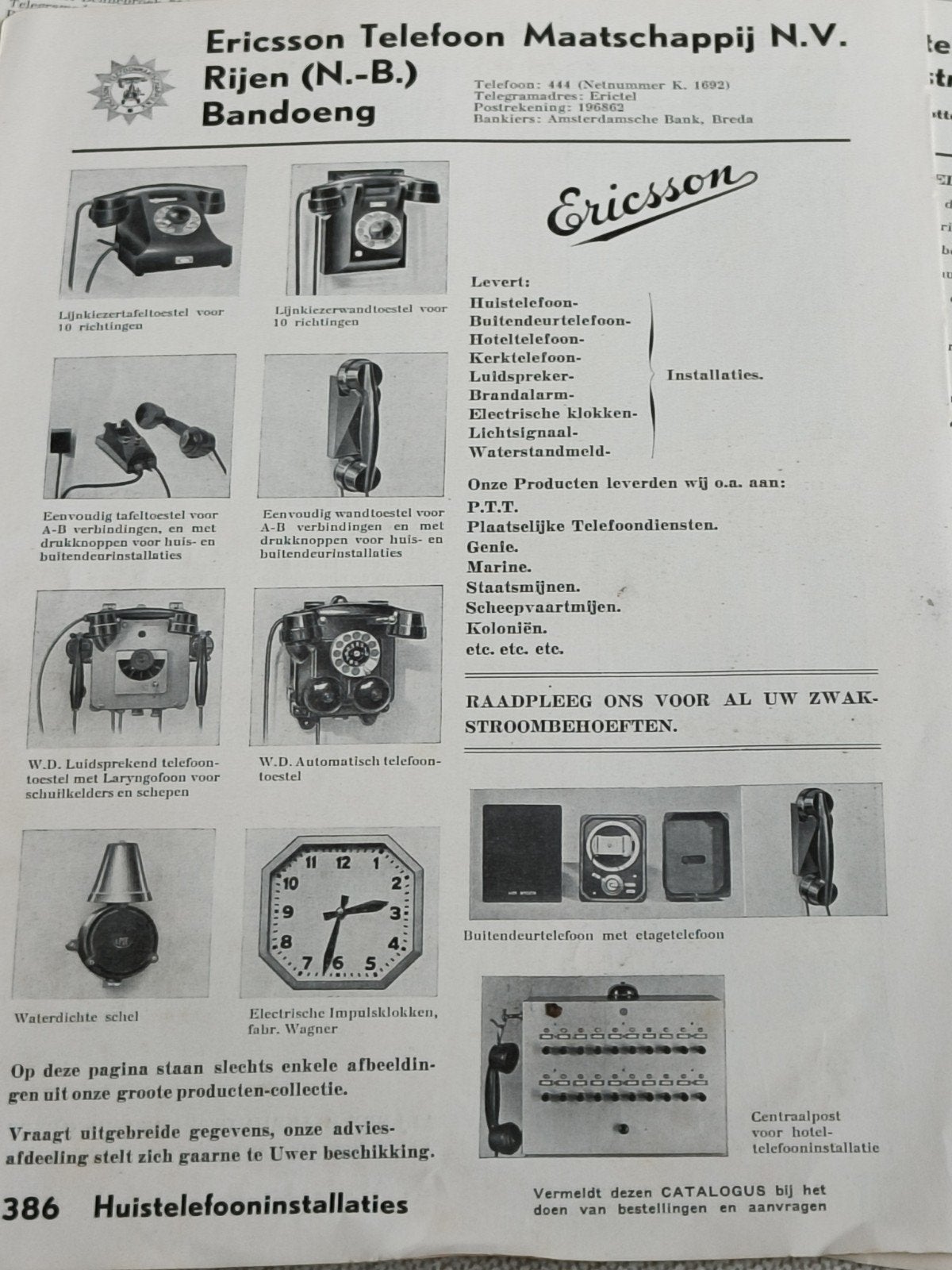 1941, RECLAME TELEFOON, ERICSSON, HUISTELEFOON, KLOKKEN, Ophalen of Verzenden, 1940 tot 1960, Tijdschrift