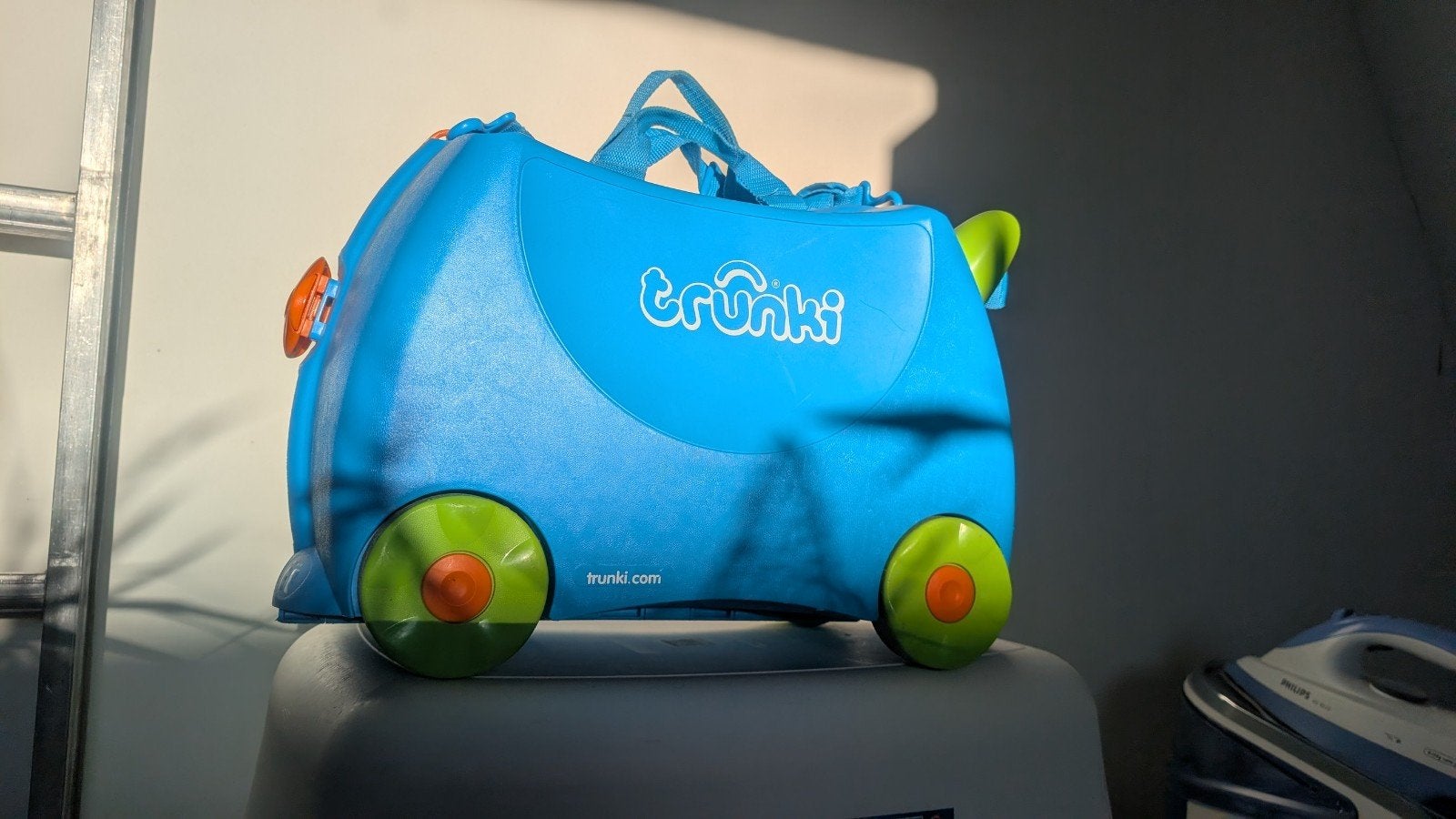 Trunki Kinderkoffer - Blauw met Groene Wielen, Ophalen of Verzenden, Gebruikt