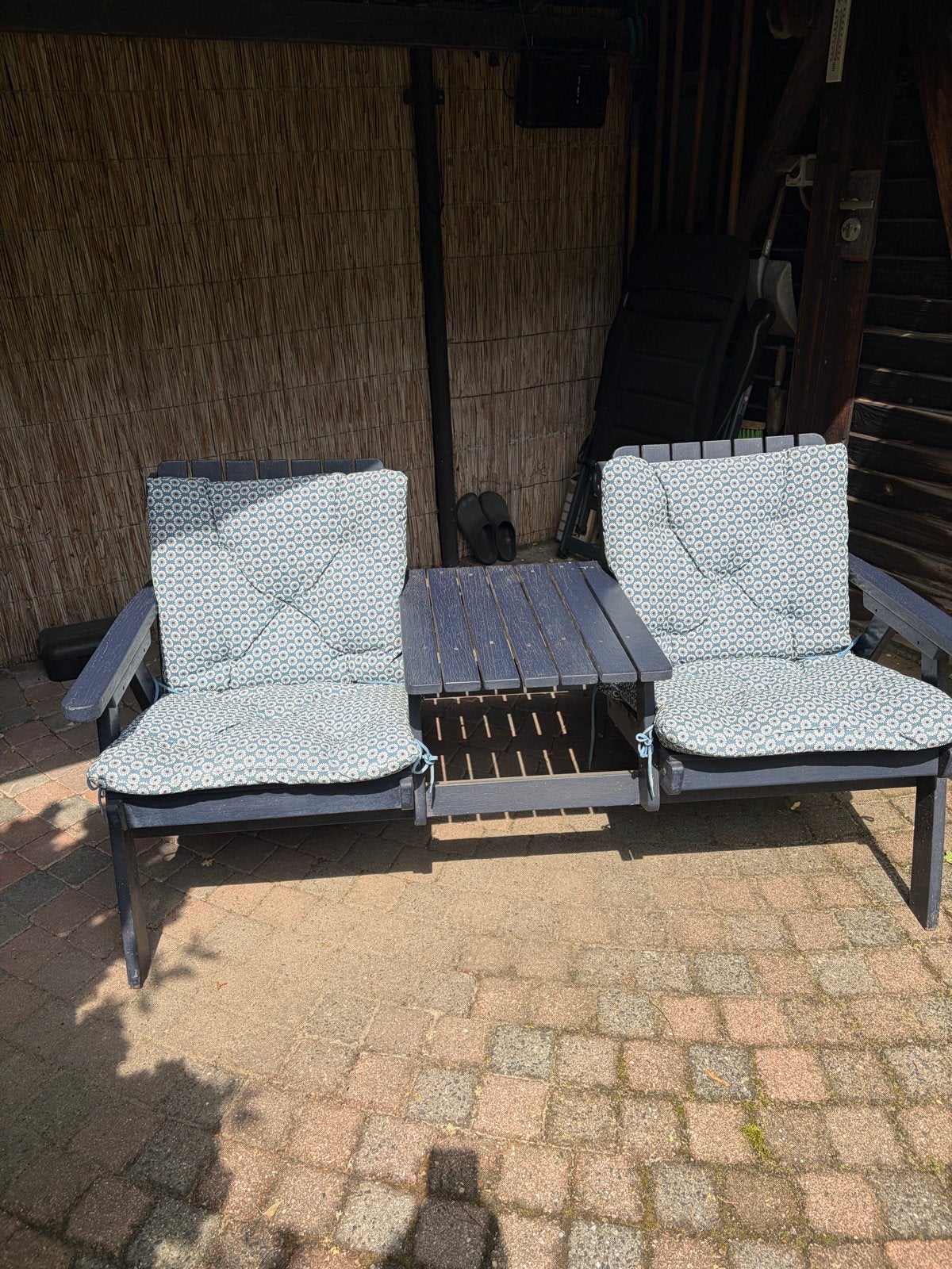 Comfortabele Loveseat met Kussens - Perfect voor Buiten, Ophalen, Gebruikt, Hout