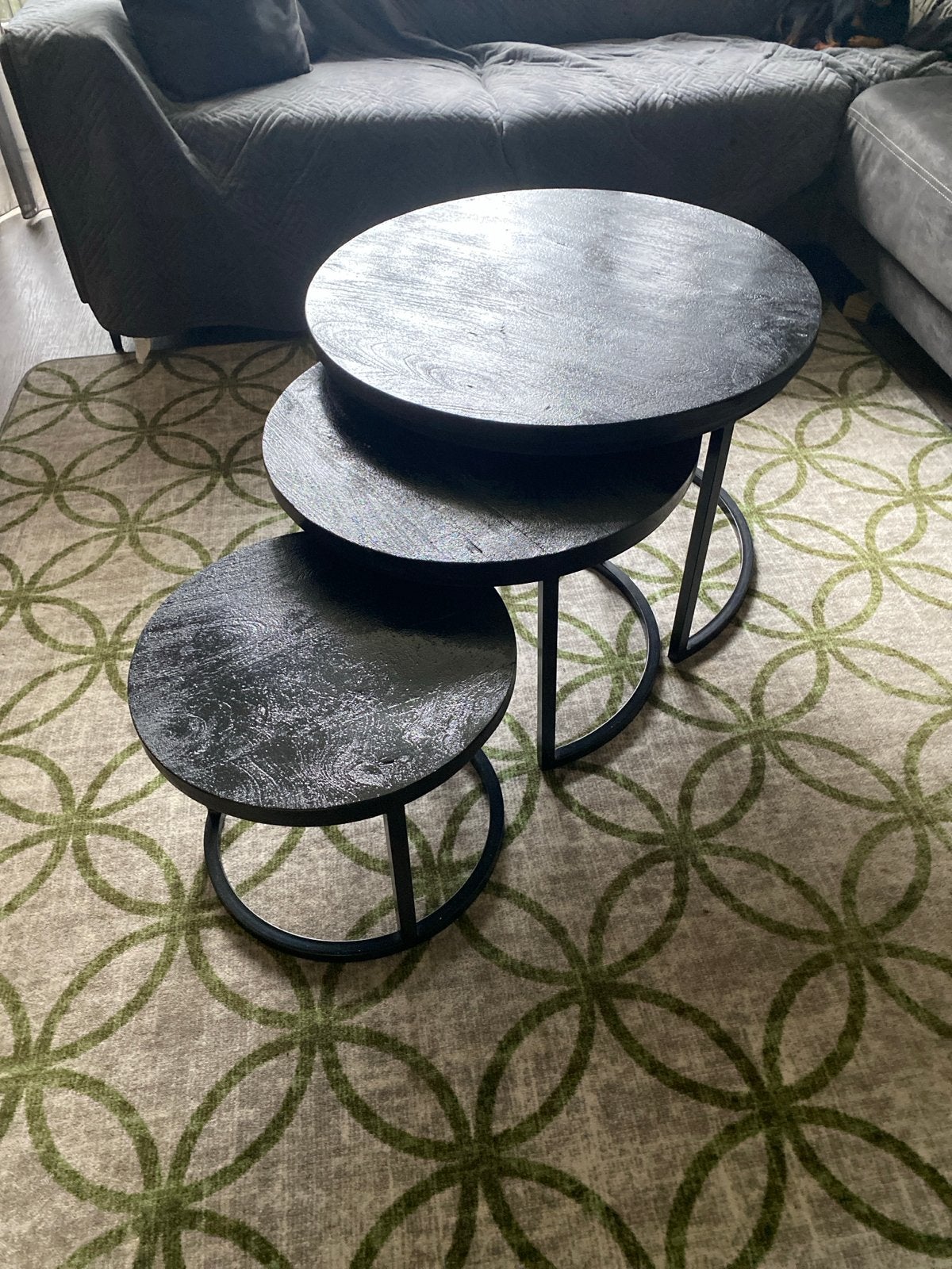 Set van 3 ronde bijzettafels - Zwart, Gebruikt, Rond, Metaal, 5 – 50
