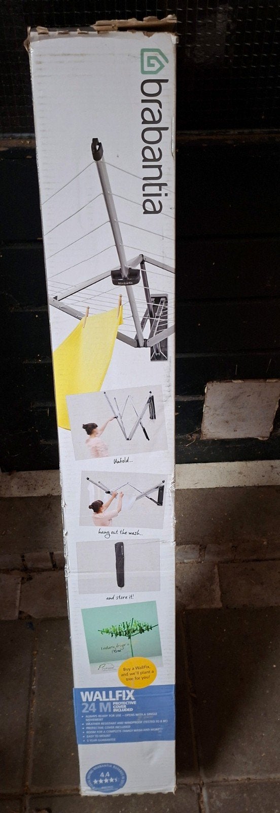Brabantia droogmolen WallFix 24m met beschermhoes - Metallic, Ophalen of Verzenden, Nieuw