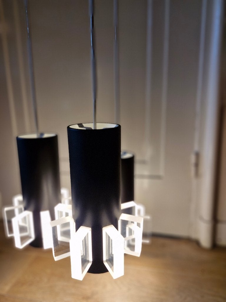 Vintage space age cascade lamp zwart plexiglas 70s, Huis en Inrichting, Ophalen, Gebruikt, ., Vintage