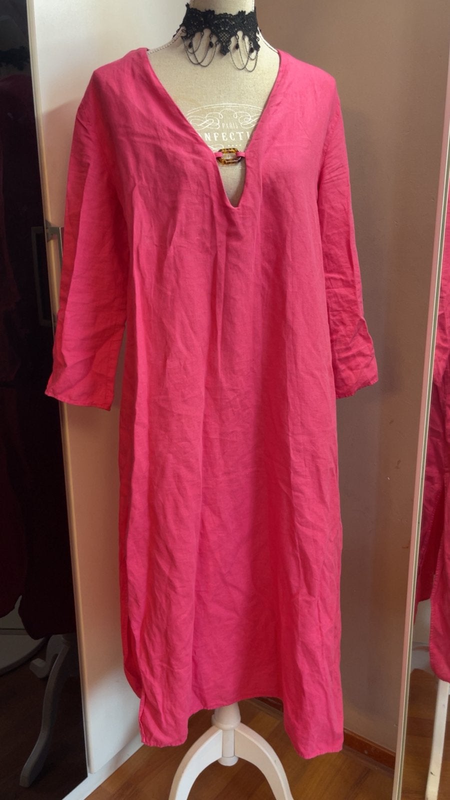 ZARA Roze Linnen Jurk Maat M, Zo goed als nieuw, Knielengte, Roze, Ophalen