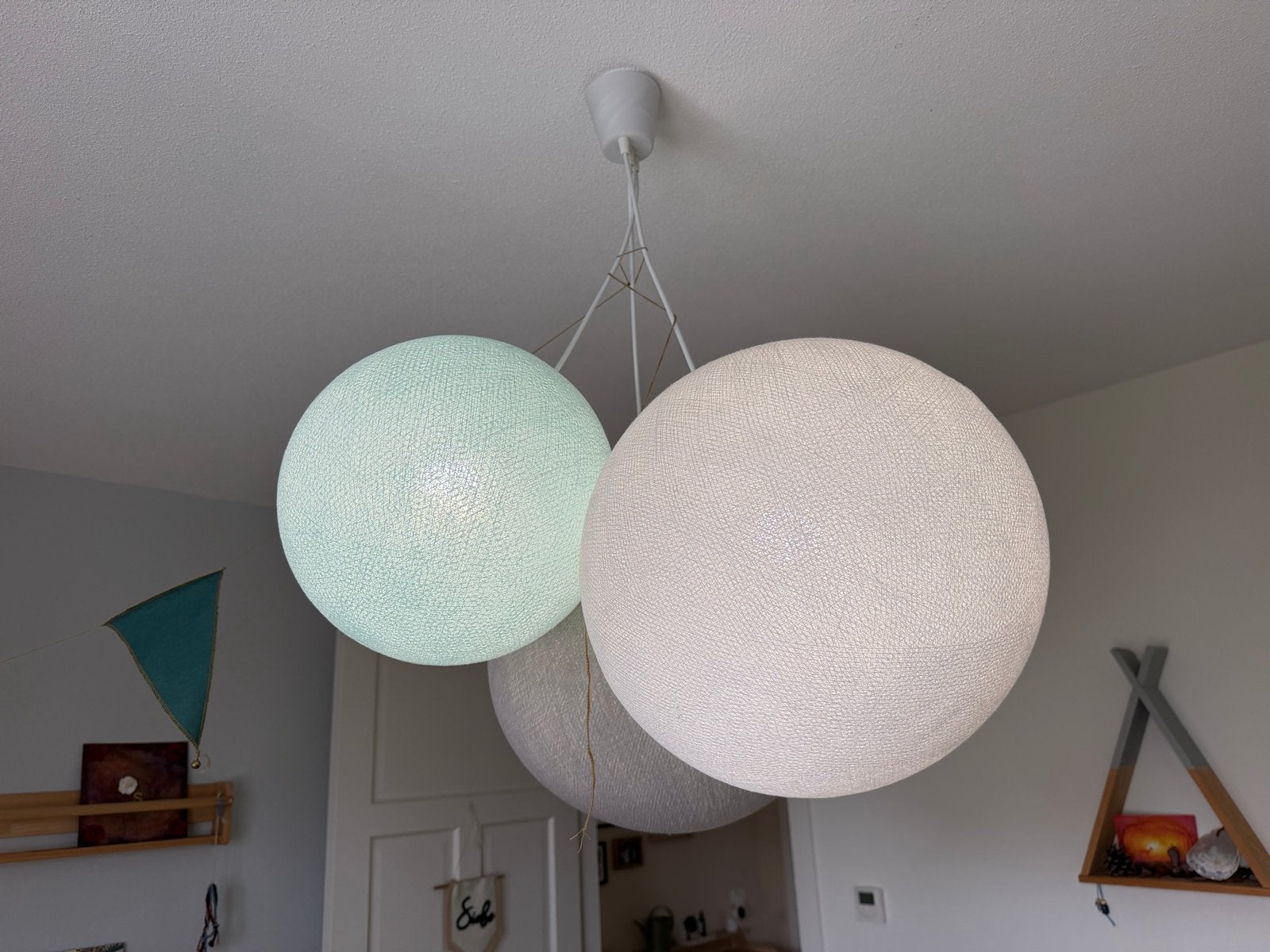 Cotton Ball Drievoudige Hanglamp - Sea Breeze, Ophalen, Zo goed als nieuw, Textiel, E27 (groot)