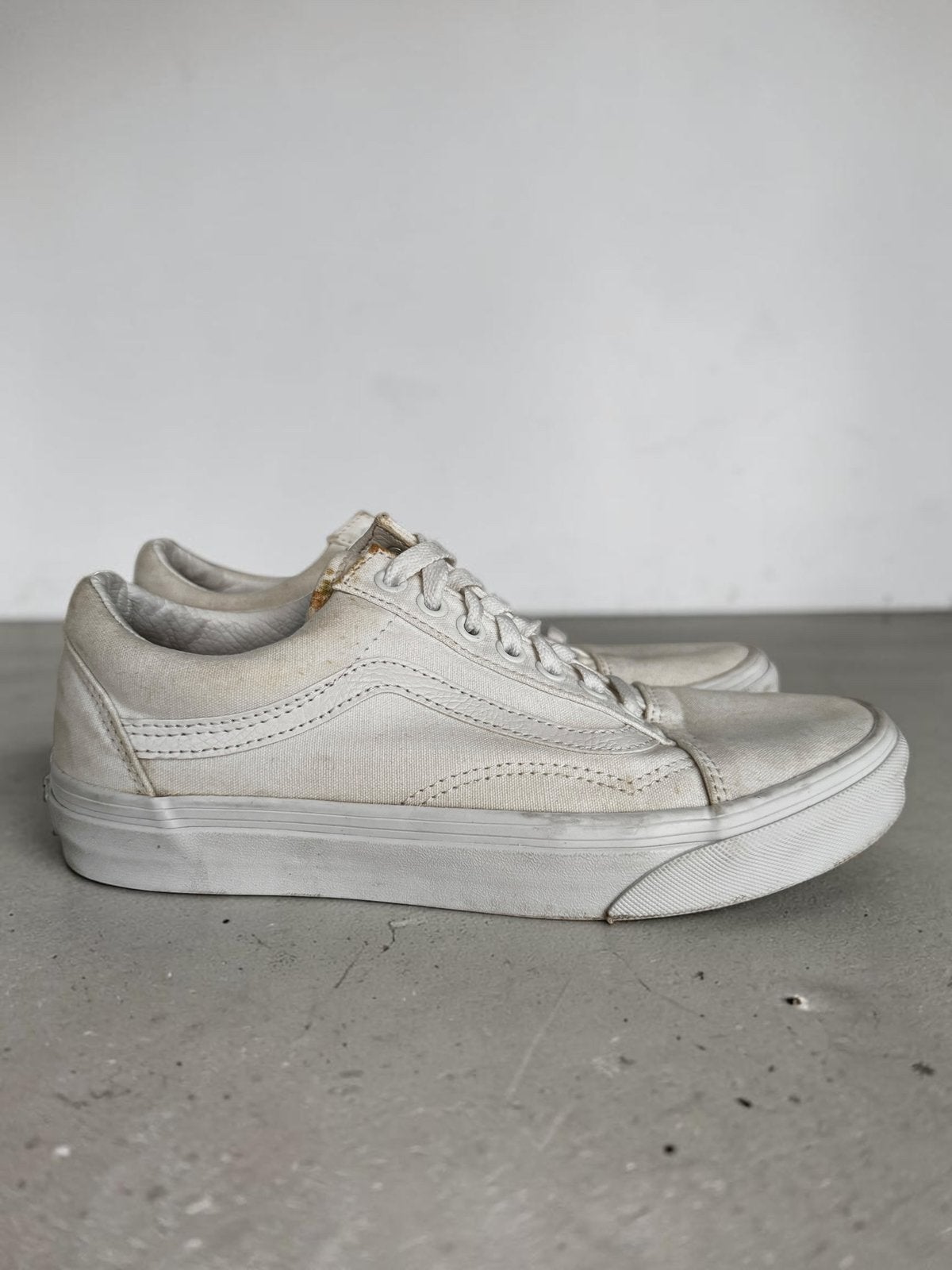 Vans Old Skool wit canvas sneakers maat 40, Wit, Ophalen of Verzenden, Sneakers of Gympen, Zo goed als nieuw