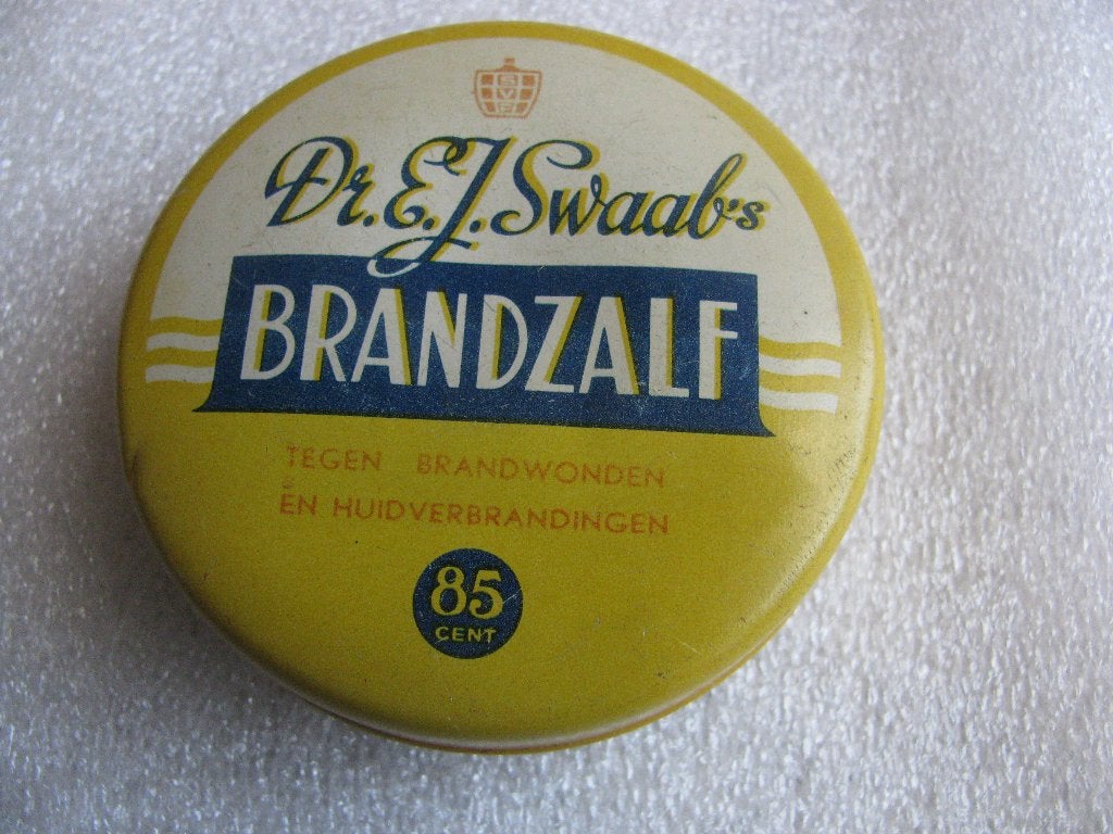 Oud Zalf Blikje - Dr EJ Swaab Brandzalf / Amsterdam 6.5 cm, Verzenden