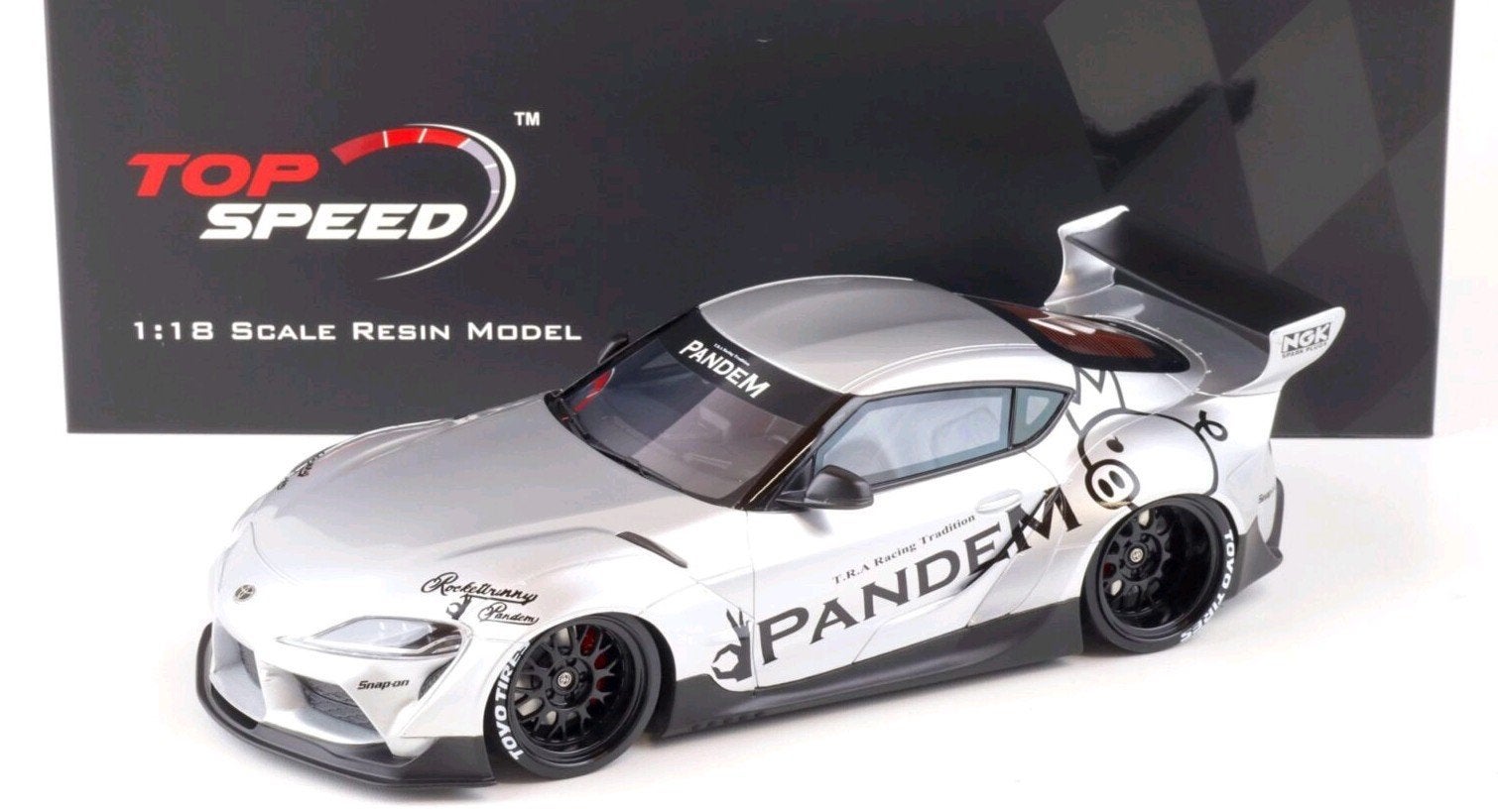 Top Speed Pandem Toyota GR Supra V1.0 silver TS0297 Zeldzaam, Verzenden, Zo goed als nieuw, Auto, Overige merken