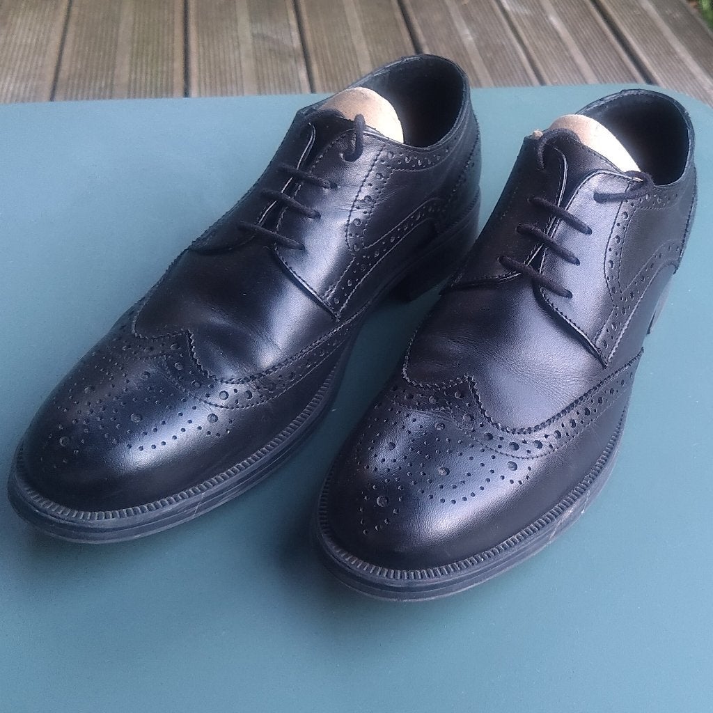 Zwarte brogue herenschoenen (maat 43), Kleding | Heren, Zwart, Ophalen of Verzenden, Zo goed als nieuw, Veterschoenen