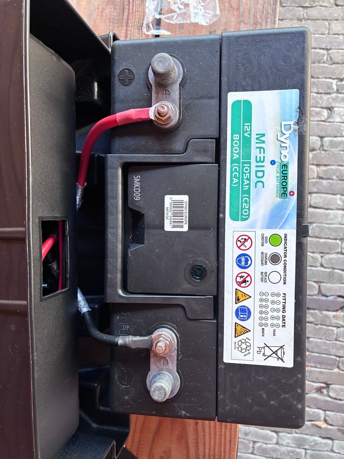 Dyno Europe MF31DC 105Ah 800A accu evt met spatdichte bak, Ophalen, Nieuw, Universele onderdelen