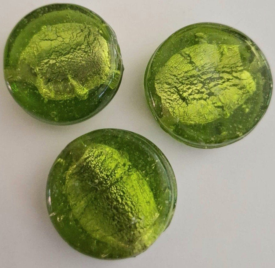 Groene silverfoil grote glaskralen 25 mm, Verzenden, Nieuw, Kraal