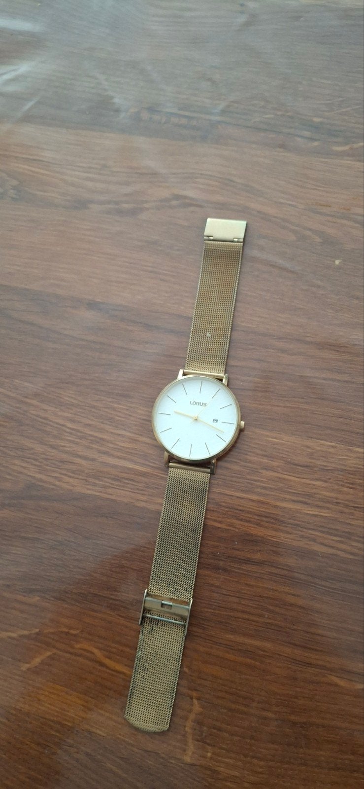 Gouden Lorus Polshorloge met Milanese Band, Sieraden, Tassen en Uiterlijk, Horloges | Heren, Ophalen of Verzenden
