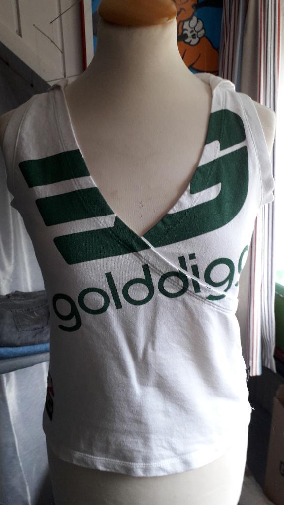 Top mouwloos met kapuchon mt S. Golddigga wit 5,00., Ophalen of Verzenden, Zo goed als nieuw, Wit, Colddigga