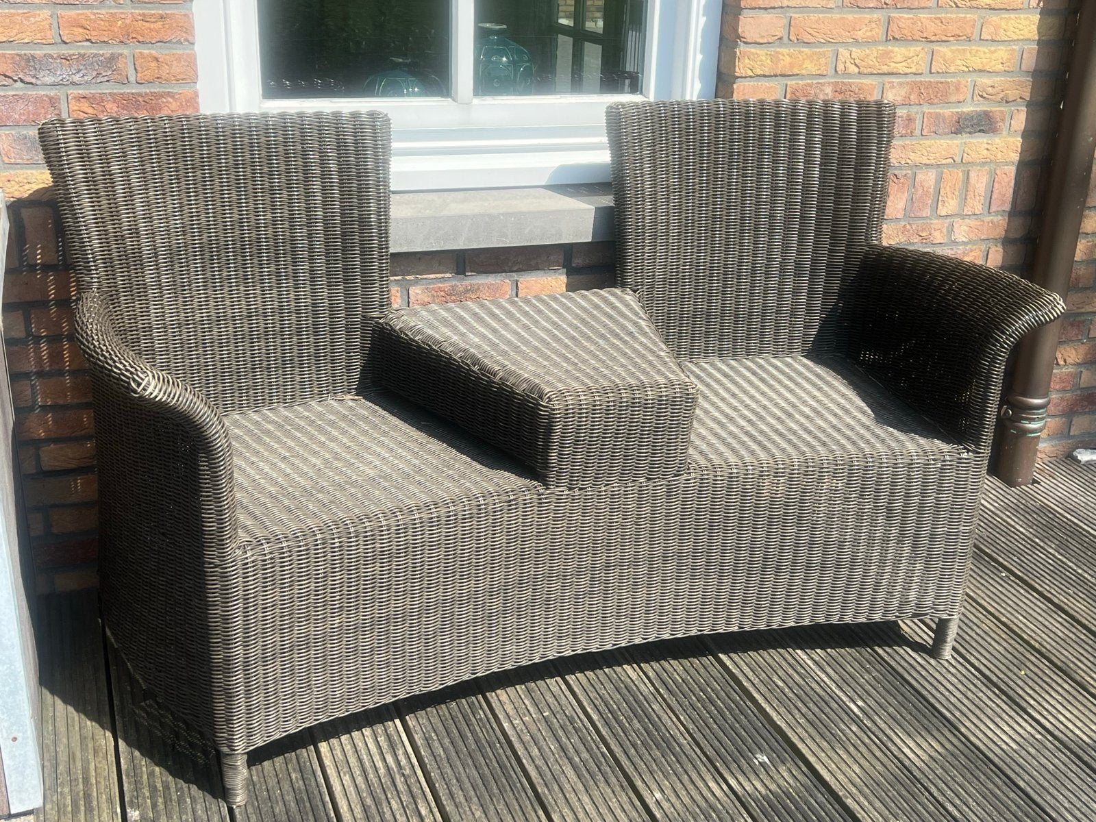 Tete a tete bankje wicker, Ophalen, Gebruikt, Wicker
