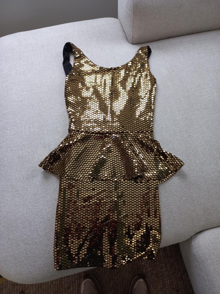 Gouden glitter jurkje maat xs/s, Kleding | Dames, Carnavalskleding en Feestkleding, Ophalen, Kleding, Maat 34 (XS) of kleiner