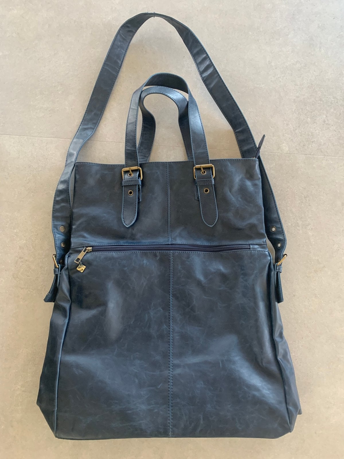 Tas leer donkerblauw nieuw!, Ophalen of Verzenden, Nieuw, Blauw, Handtas