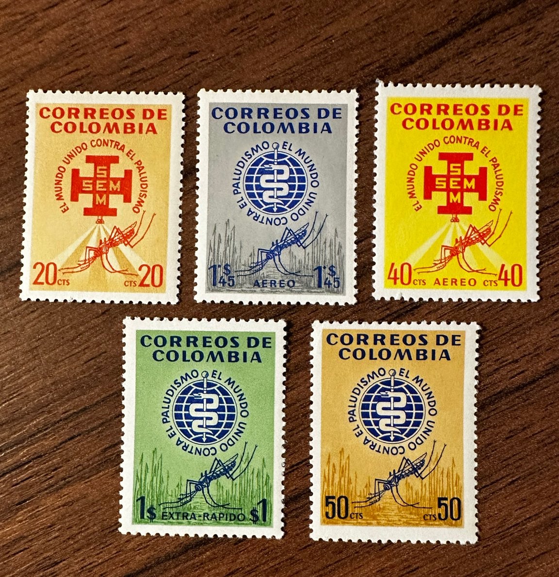 Colombia 1962 anti malaria postfris insecten, Postzegels en Munten, Ophalen of Verzenden, Postfris