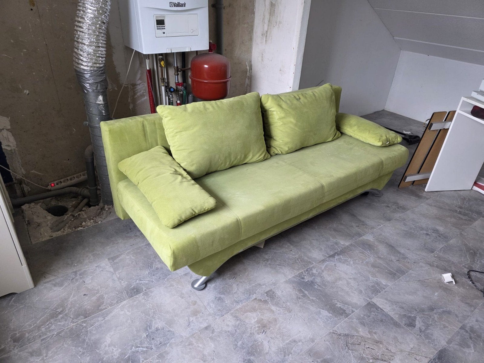 Slaapbank met kussens - 120x190 cm, Ophalen of Verzenden, Gebruikt, Tweepersoons, 190 cm of minder
