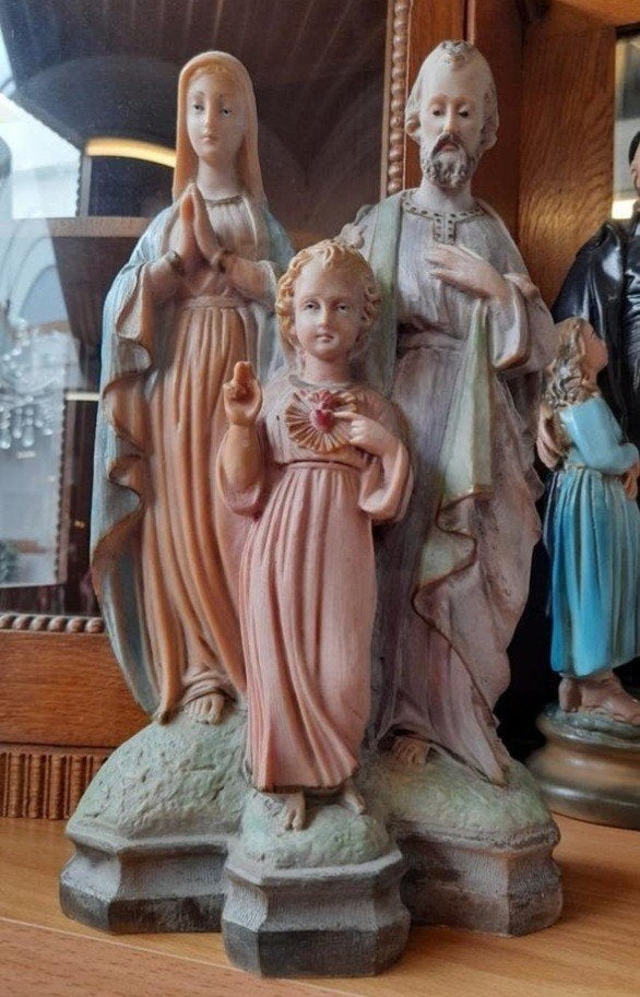 Antiek beeld heilige familie zeer zwaar beeld, Antiek en Kunst, Antiek | Religie, Ophalen of Verzenden