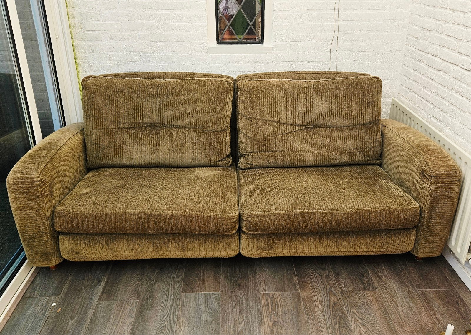 Vintage Minotti 2,5-zits bank met uitschuifbare zittingen, Gebruikt, Vintage, Driepersoons, 75 tot 100 cm
