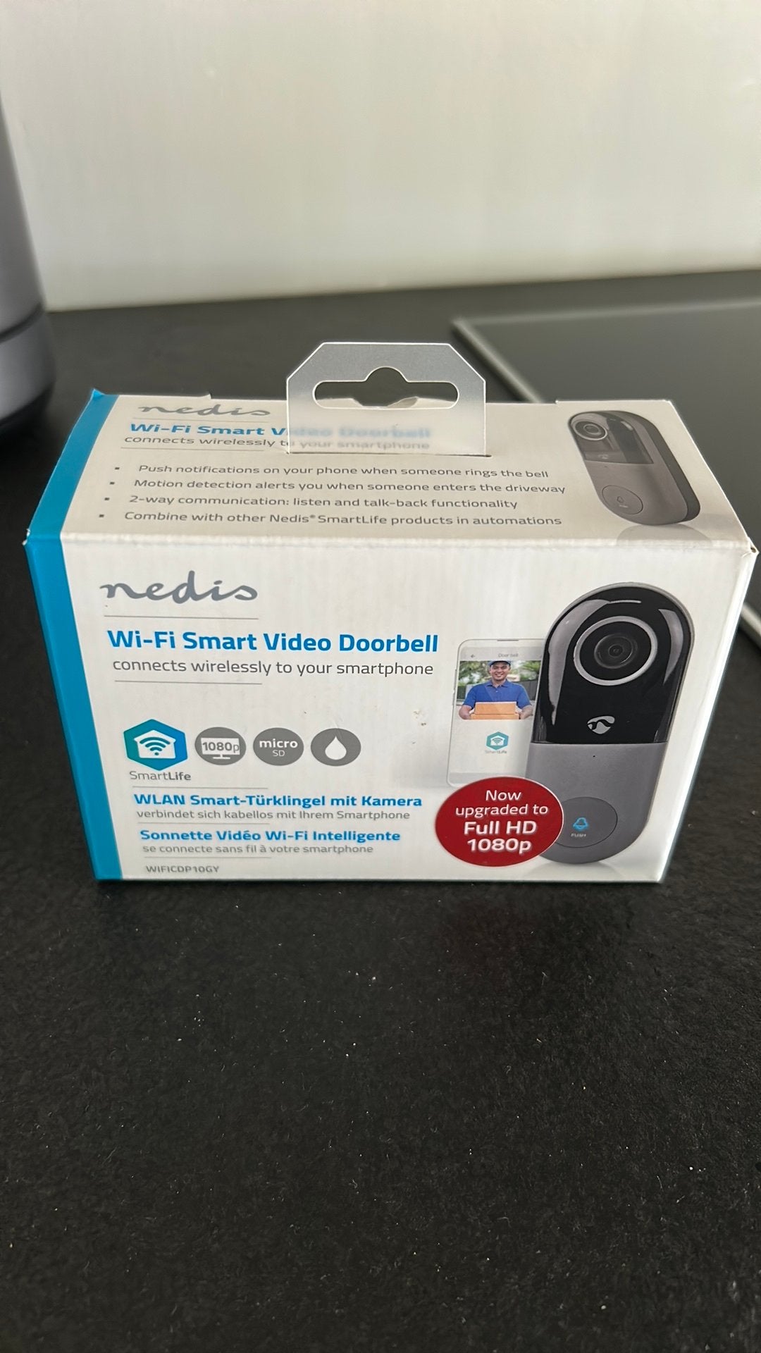 Nedis Smart Deurbel Full HD met Extra Dongel - Geen Abo Nodi, Ophalen of Verzenden, Bewegingsdetectiesensor, Gebruikt, Bedraad