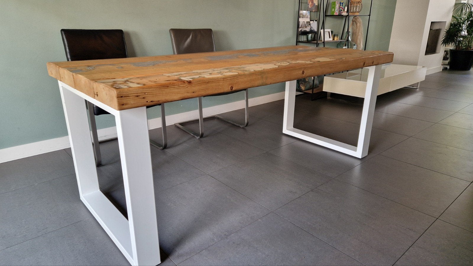 Eettafel van oude plafondbalken!, Ophalen, Gebruikt, 50 tot 100 cm, 150 tot 200 cm