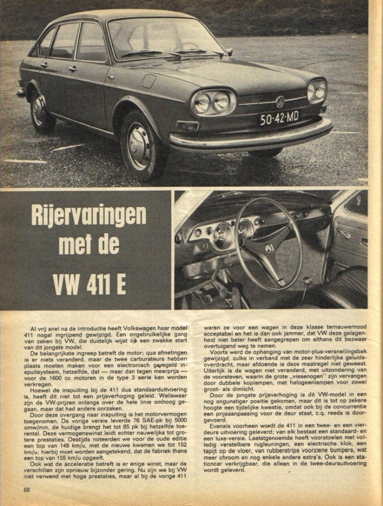 Autokampioen test VW 411 E Januari 1970, Boeken, Ophalen of Verzenden, Gelezen, Volkswagen