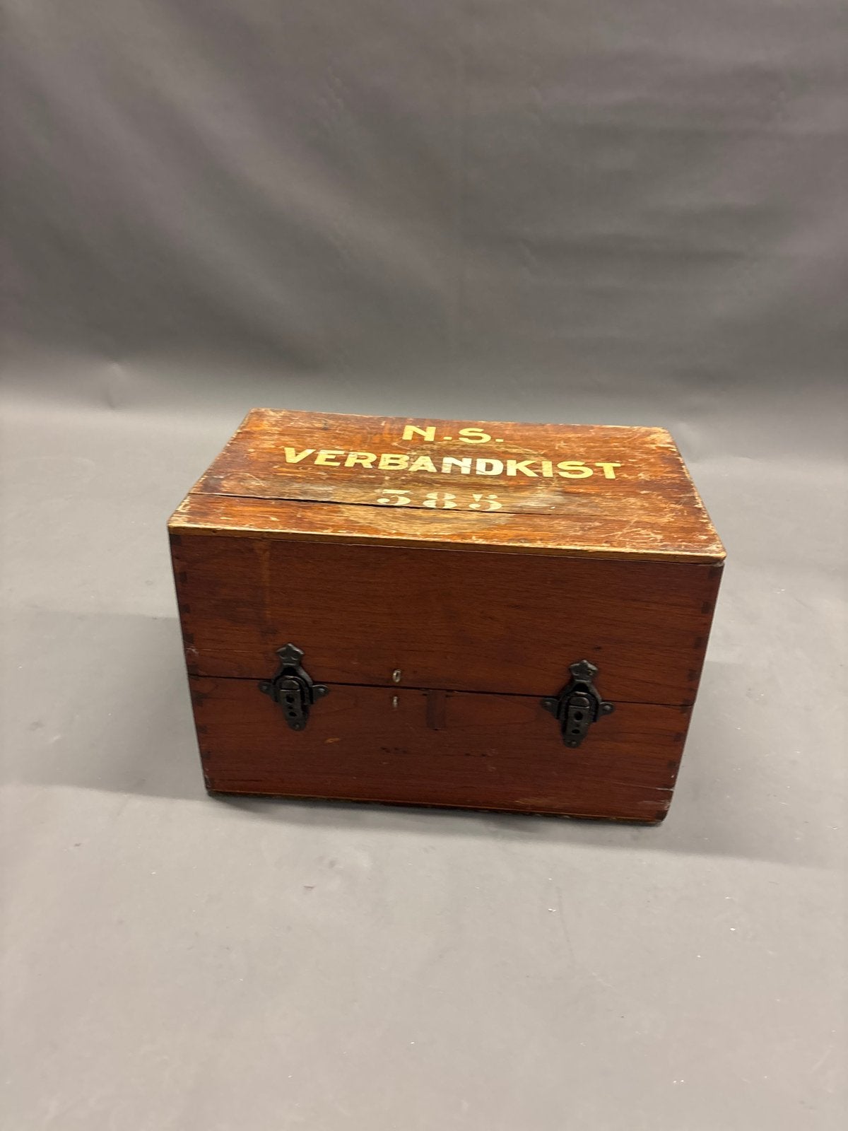 Antieke N.S. Verbandkist - Houten EHBO-doos, Antiek en Kunst, Ophalen of Verzenden
