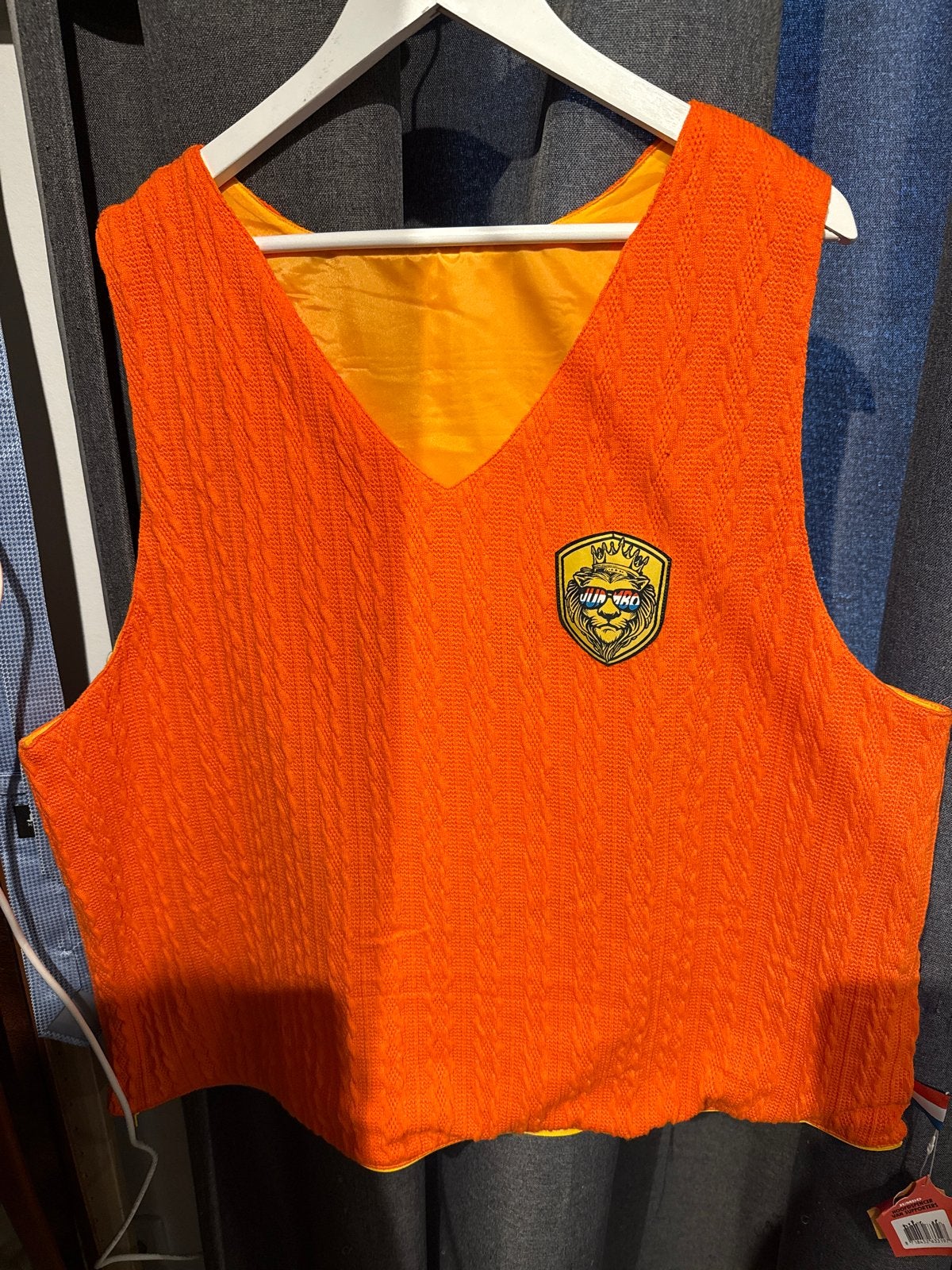 Jumbo Hoofdspenger Oranje Vest/Tas L/XL - Carnaval/Koningsda, Ophalen of Verzenden, Zo goed als nieuw, Oranje of Koningsdag, Kleding