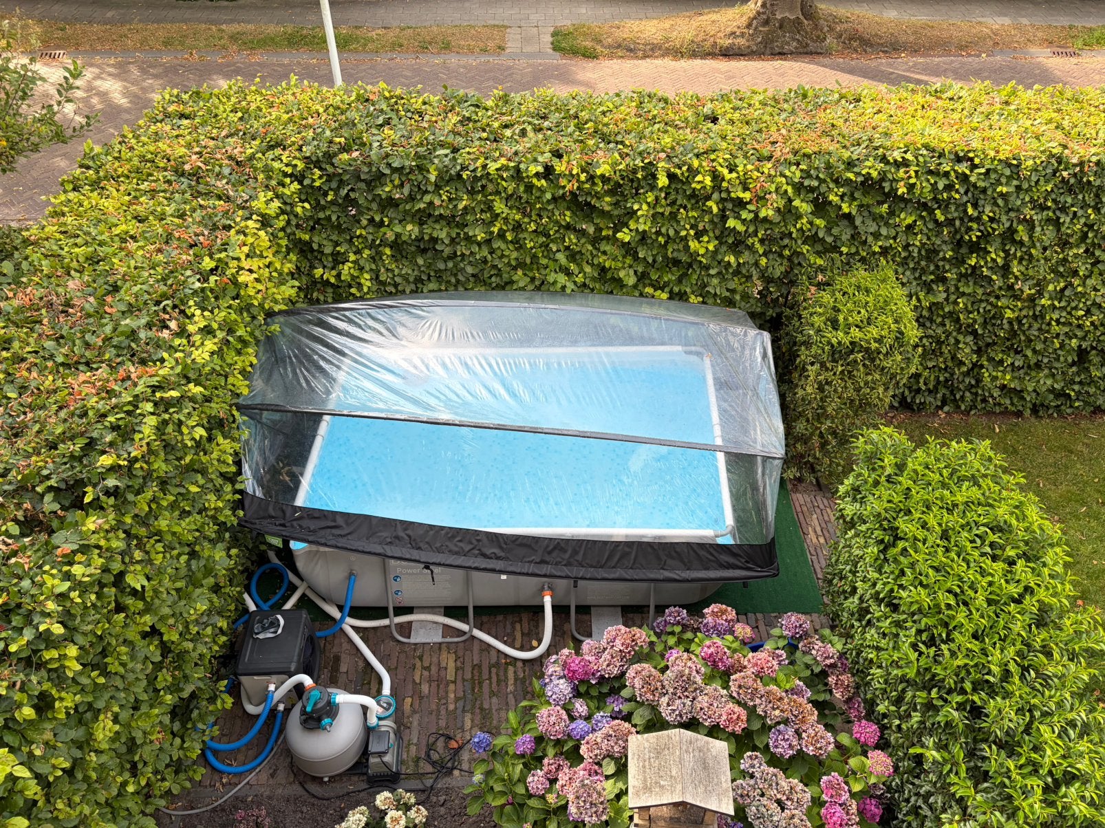 Zwembad met warmtepomp, overkapping en filter, Ophalen, 80 tot 120 cm, Opzetzwembad, 200 tot 400 cm