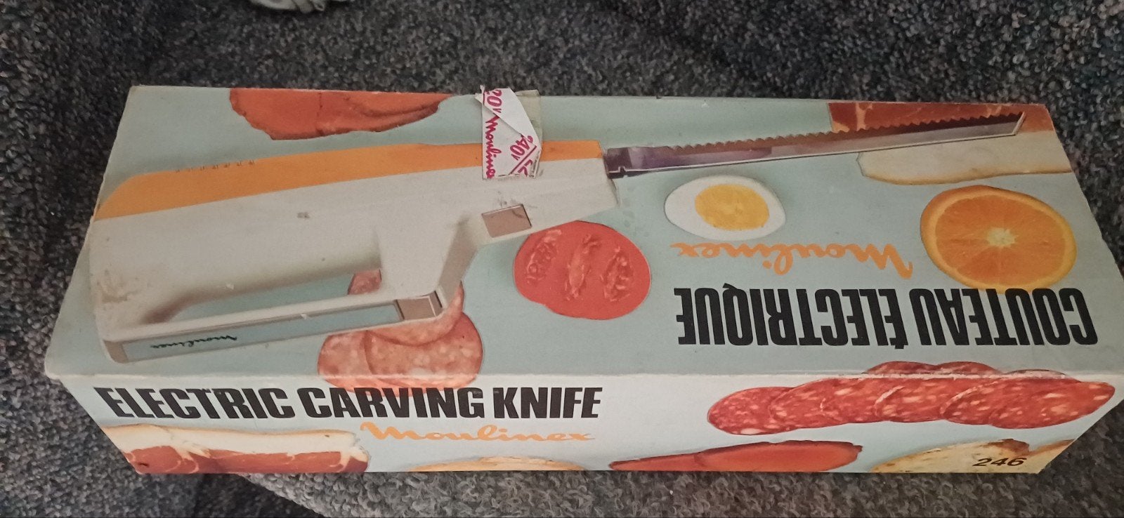 Vintage Moulinex Elektrisch Mes - Oranje/Wit, Ophalen of Verzenden, Gelijkstroom, Overige merken