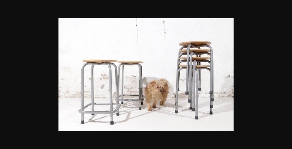 Industrieel Vintage Schoolkruk Tabouret, Ophalen, Gebruikt, Hout