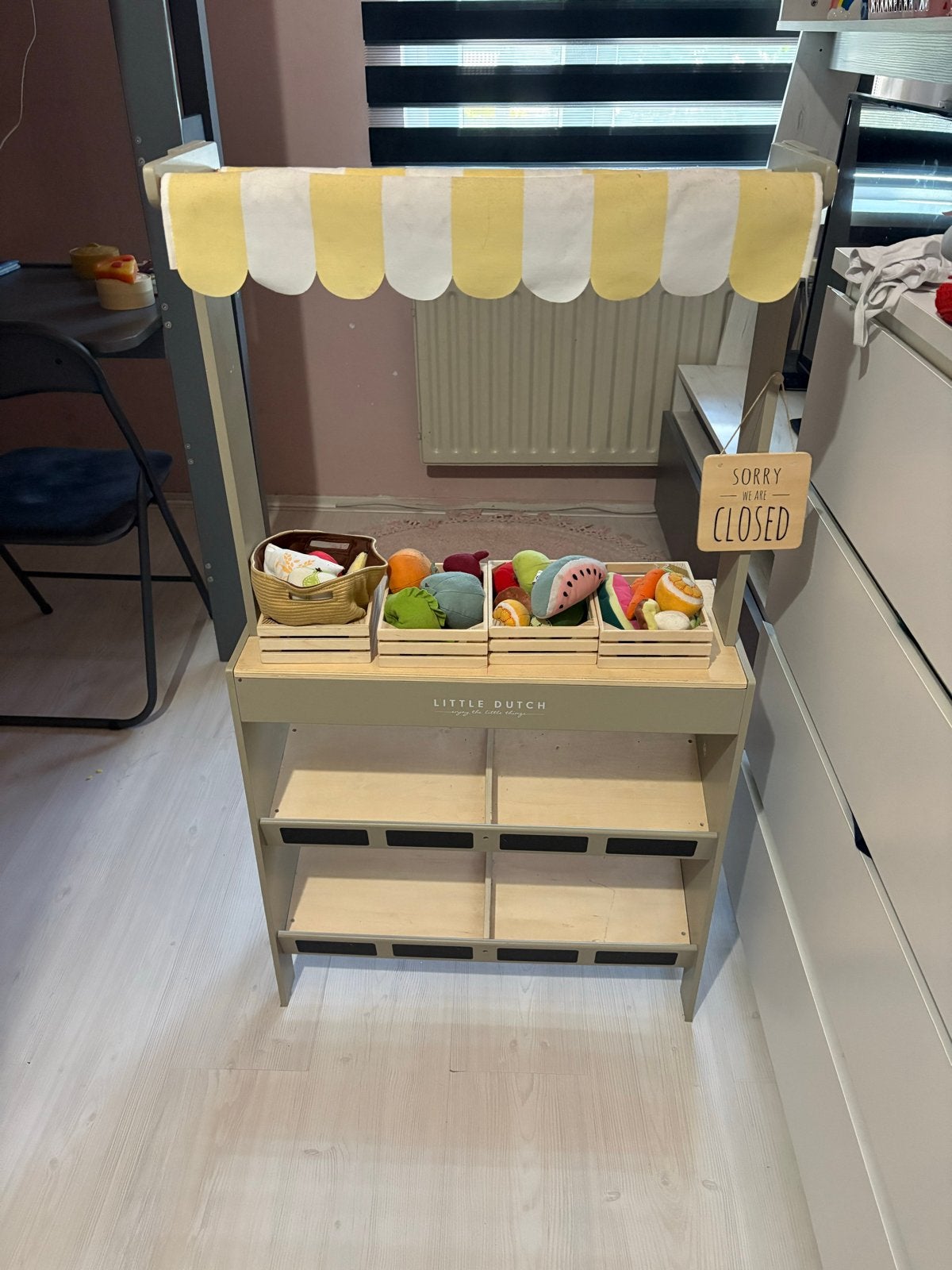 Little Dutch Houten Marktkraam met Speelgoed Fruit, Ophalen, Zo goed als nieuw, Jongen of Meisje